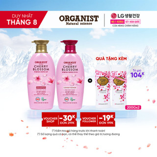 Bộ đôi dầu Gội thuần chay và dầu Xả Organist chiết xuất từ Hoa Anh Đào Dành cho tóc Khô rối 500ml