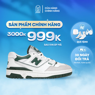 Giày New Balance 550 White Green chính hãng cho nam nữ, NB 550 Xanh Lá real fullbox Present Original Sneakers