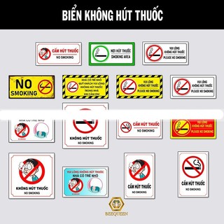 Các Loại Biển Báo Cấm Hút Thuốc - Biển No Smoking Trang Trí Giá Rẻ Size 15x30cm - Chất Liệu Nhựa Formex Chống Nước