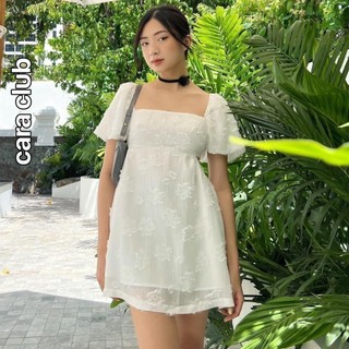 CARA Đầm Ngắn Nữ Viria dáng babydoll tay ngắn khoét eo dễ thương nắng động