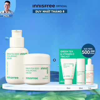 Bộ tinh chất dưỡng ẩm trà xanh green tea seed serum 80ml và kem dưỡng ẩm trà xanh innisfree green tea seed cream 50ml