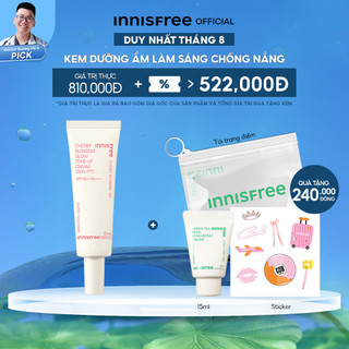 Kem dưỡng ẩm làm sáng chống nắng cho da INNISFREE Jeju Cherry Blossom Skin-Fit Tone-Up Cream SPF 50+PA++++ 50ml