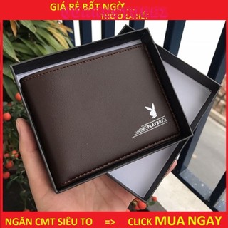 Ví da nam Playboy đẹp hàng hiệu thời trang cao cấp, Ví nam dáng ngang da PU nam tính chính hãng VN99