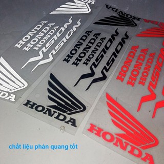Bộ decal tem xe chữ vision 7 món Phản Quang sắc nét