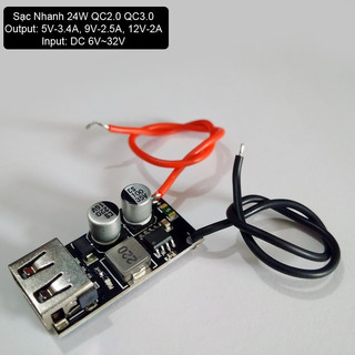 Mạch sạc 6v-32v sang usb 24w qc3.0/qc2.0 sạc nhanh cho điện thoại