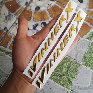 Bộ 2 tem winner X 3D nổi màu Vàng gold mạ bóng