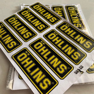 Tem nhựa nổi ohlins nền đen chữ vàng cực đẹp giá bán 1 tem