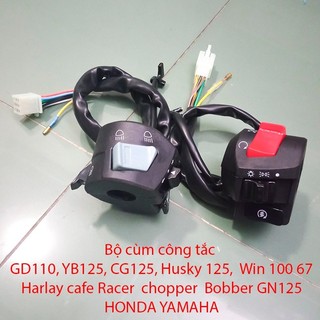 Bộ cùm công tắc đá pha, nháy pha cho xe máy harley cafe racer chopper bobber cg125 gn125 67 cd win honda yamaha