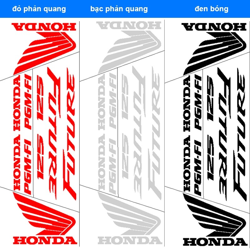 Bộ Tem dán xe honda FUTURE 10 món Phản Quang