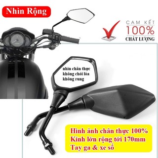 Kính Chiếu Hậu WINNER lớn cho xe số Máy các loại (chân ốc 10mm), Gương không chói lòa nhìn rõ
