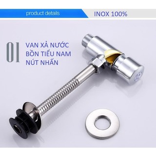 Van xả nước bồn tiểu nam inox 100% nút nhấn