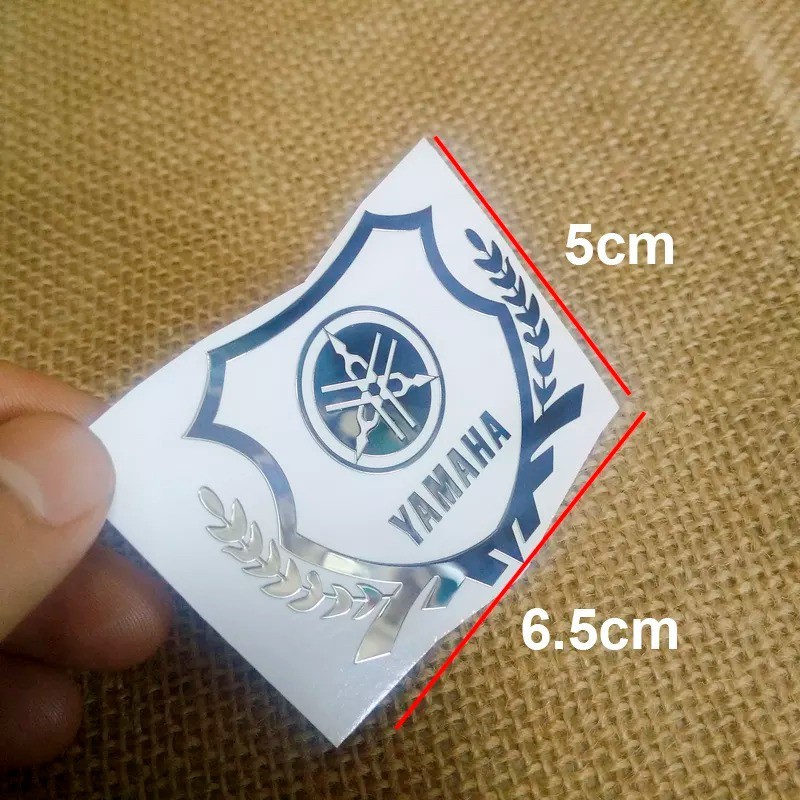 Tem Bông lúa YAMAHA inox sáng bóng dán trang trí xe máy