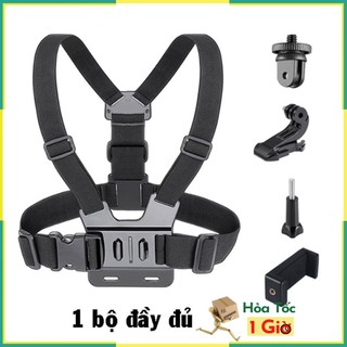 BỘ dây đeo kẹp điện thoại,GO PRO trước ngực ,quay clip, camera hành trình Hàng ren xiết ốc (hình thật có video)