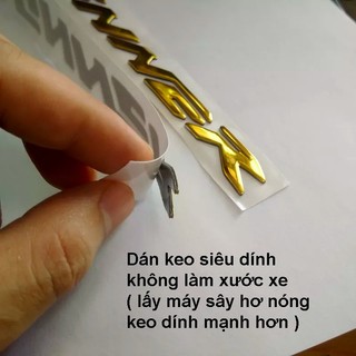 Bộ 2 tem dán xe Winner 3D nổi màu Vàng