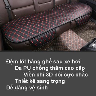 Đệm da lót ghế ngồi băng Sau xe hơi - 3D chỉ đỏ (1 băng ghế sau)