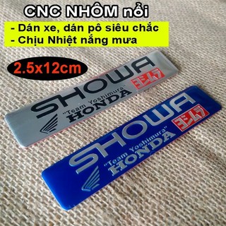 Tem Nhôm SHOWA - Honda Dán Pô, Dán xe Siêu Chắc Chịu Nhiệt CNC Nhôm nổi 12x2.5cm