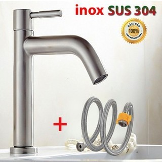 Vòi lavabo Bồn rửa Tay INOX Thật 100% SUS 304 - Tặng dây cấp nước xịn dài 50cm