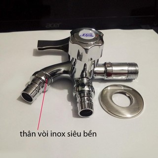 Vòi nước 2 đầu Heguan dùng cho nhà tắm ống ren phi 21mm