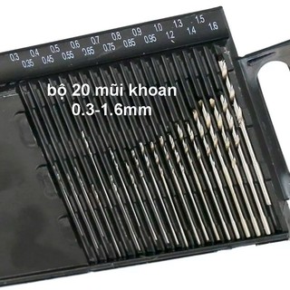 Bộ 20 mũi khoan 0.3-1.6mm microbox-hộp box