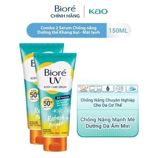 [LIVESTREAM 15.08] Combo 2 Serum Chống Nắng Dưỡng Thể Kháng Bụi - Sáng Mịn Mát Lạnh Bioré 150ml