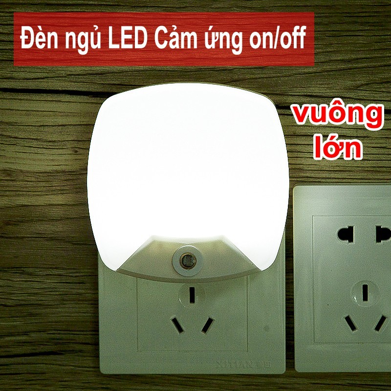 Đèn Ngủ Led Cảm Ứng Ngày Tự Tắt, Đêm Tự Sáng, Loại Vuông Lớn Màu Trắng