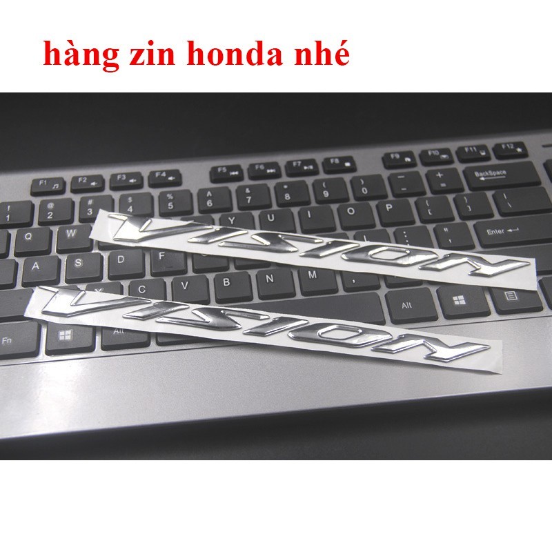 Bộ 2 tem dán xe máy cho Vision Honda 3D Nổi - Bạc