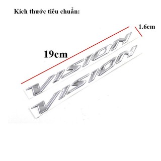 Bộ 2 tem dán xe máy cho Vision Honda 3D Nổi - Bạc