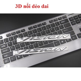 Bộ 2 tem dán xe máy cho Vision Honda 3D Nổi - Bạc