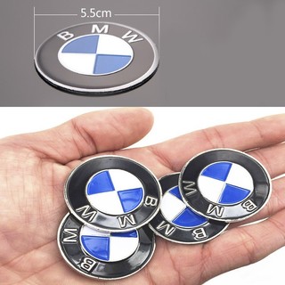 Bộ 2 Logo Tròn BMW phẳng nhôm kim loại Dán keo 3M