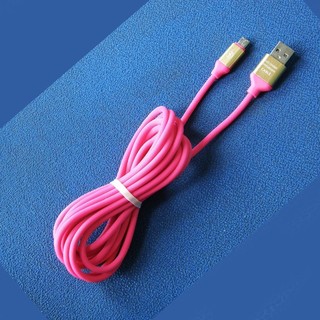 Cáp sạc điện thoại Micro USB dài 3 mét - Sạc nhanh màu hồng
