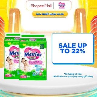 Combo 2 Tã quần Merries Goodskin đủ size M50/L44/XL38/XXL28