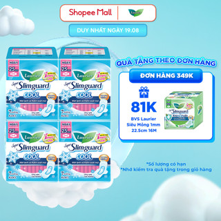 Combo 4 gói bvs laurier siêu mỏng 1mm mát lạnh 25cm 7 miếng