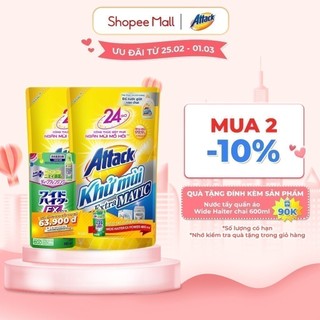 Combo 2 Nước giặt Attack Khử Mùi Extra Matic túi 1.2kg tặng Haiter Túi 480ml