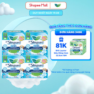 Combo 4 gói BVS Laurier Siêu Mỏng 1mm Mát lạnh 22.5cm 8 miếng