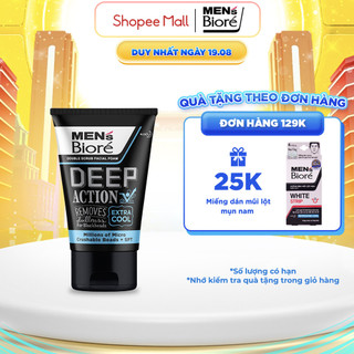 Sữa Rửa Mặt Men Biore Hạt Tác Động Kép Mát Lạnh Sảng Khoái 100g
