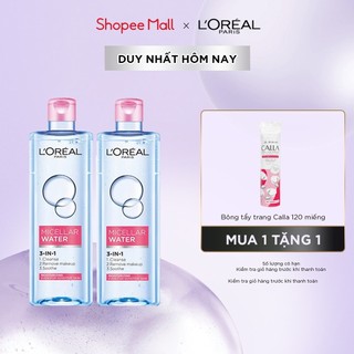 Bộ 2 nước tẩy trang dưỡng ẩm mượt da 3in1 L'Oreal Paris Micellar Water