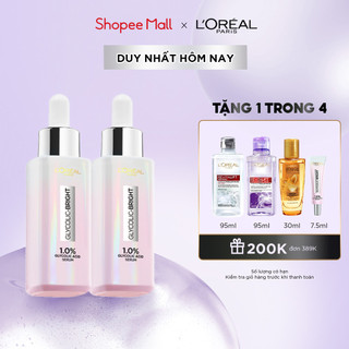Bộ 2 Serum L'Oreal Paris Glycolic Bright Instant Glowing Serum 1.0% Glycolic Acid 30mlx2