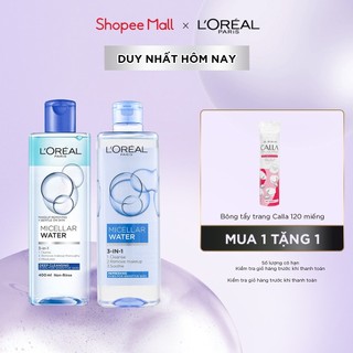 Bộ 2 nuớc tẩy trang đa năng 3in1 L'Oreal Paris Micellar Water 400ml x 2
