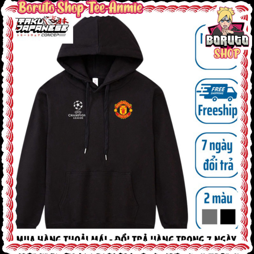 Áo hoodie Manchester United có mũ in logo MU độc đẹp BorutoShop