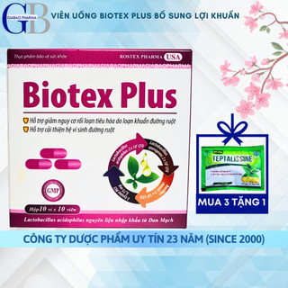 Viên uống Biotex Plus giảm rối loạn tiêu hóa, giảm tiêu chảy, táo bón, đầy bụng, khó tiêu - Hộp 100 viên