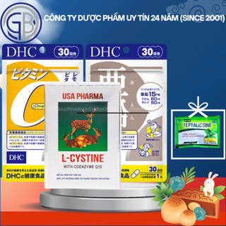 Combo uống Lcystine 60V, Kẽm DHC 30V và VTM C DHC 60V phù hợp cho da mụn bổ sung dưỡng chất cho tóc, da, móng (1 tháng)