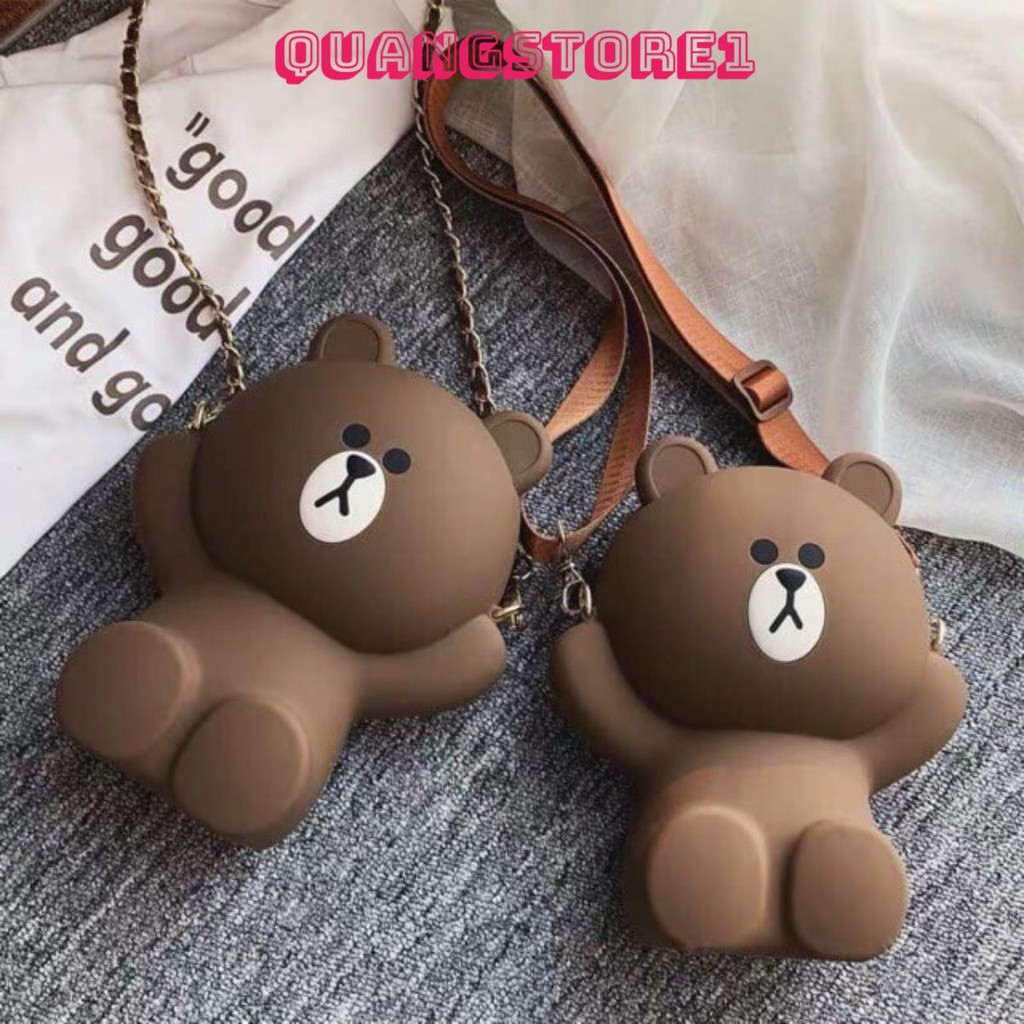 Túi gấu Brown Silicon 2 dây .