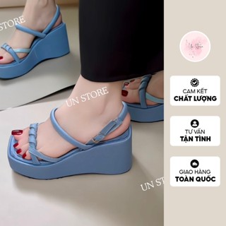 Dép đế xuồng nữ quai dây mảnh xoắn mềm cách điệu, giày quai hậu đế bánh mì cao 7phân USD040 Un Store