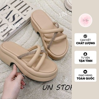 Dép đế xuồng nữ quai mềm đan dây chéo cách điệu cao 5 phân, dép bánh mì nữ đế bằng USD032 Un Store