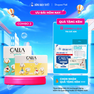 Combo Bông tẩy trang Bông Bạch Tuyết Calla 01 sạch sâu 150 miếng & 01 mềm mịn 180 miếng