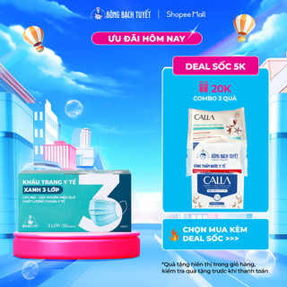 Khẩu trang Bông Bạch Tuyết 3 lớp xanh (50 cái/hộp)