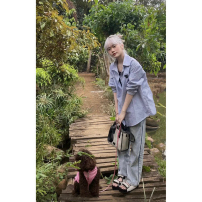 Sơ mi kẻ dài tay thêu tim PLAY /Shyncloset | BigBuy360 - bigbuy360.vn