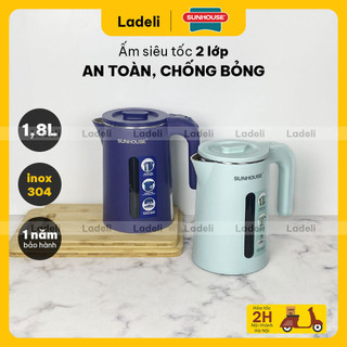 Ấm siêu tốc inox 1.8L SUNHOUSE SHD1351 / SHD1355 bọc nhựa PP chống bỏng