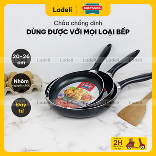 Chảo chống dính đáy từ SUNHOUSE SHM20 / SHM24 / SHM26 size 20-26cm dùng được với bếp từ