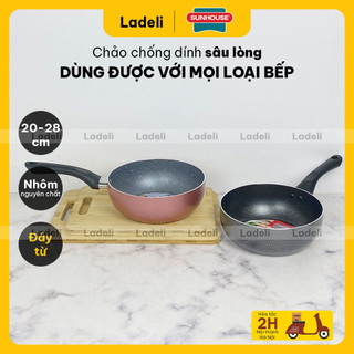 Chảo chống dính sâu lòng đáy từ SUNHOUSE SHS20MB / SHS20MP size 20cm dùng được với bếp từ
